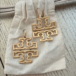 Tory Burch gold hinged earrings